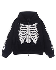 【SUPPLIER】Fire Bones Leather Patch Zip Hoodie