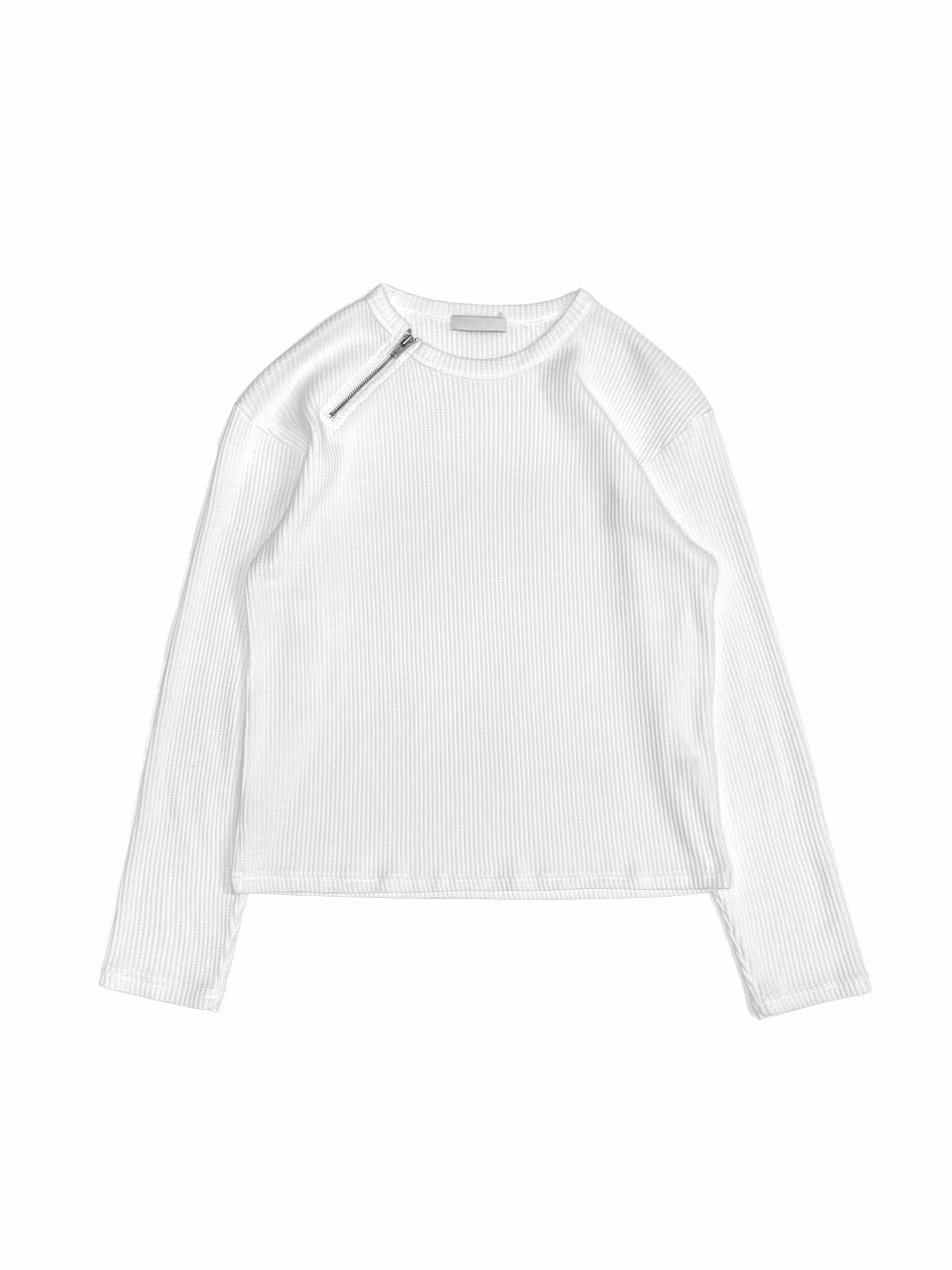 チカ 受注制【Chikashitsu +】metal zip waffle long sleeve (2color