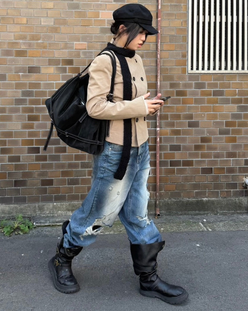 受注制【OaKS】low-neck slim-fit jacket (3color)