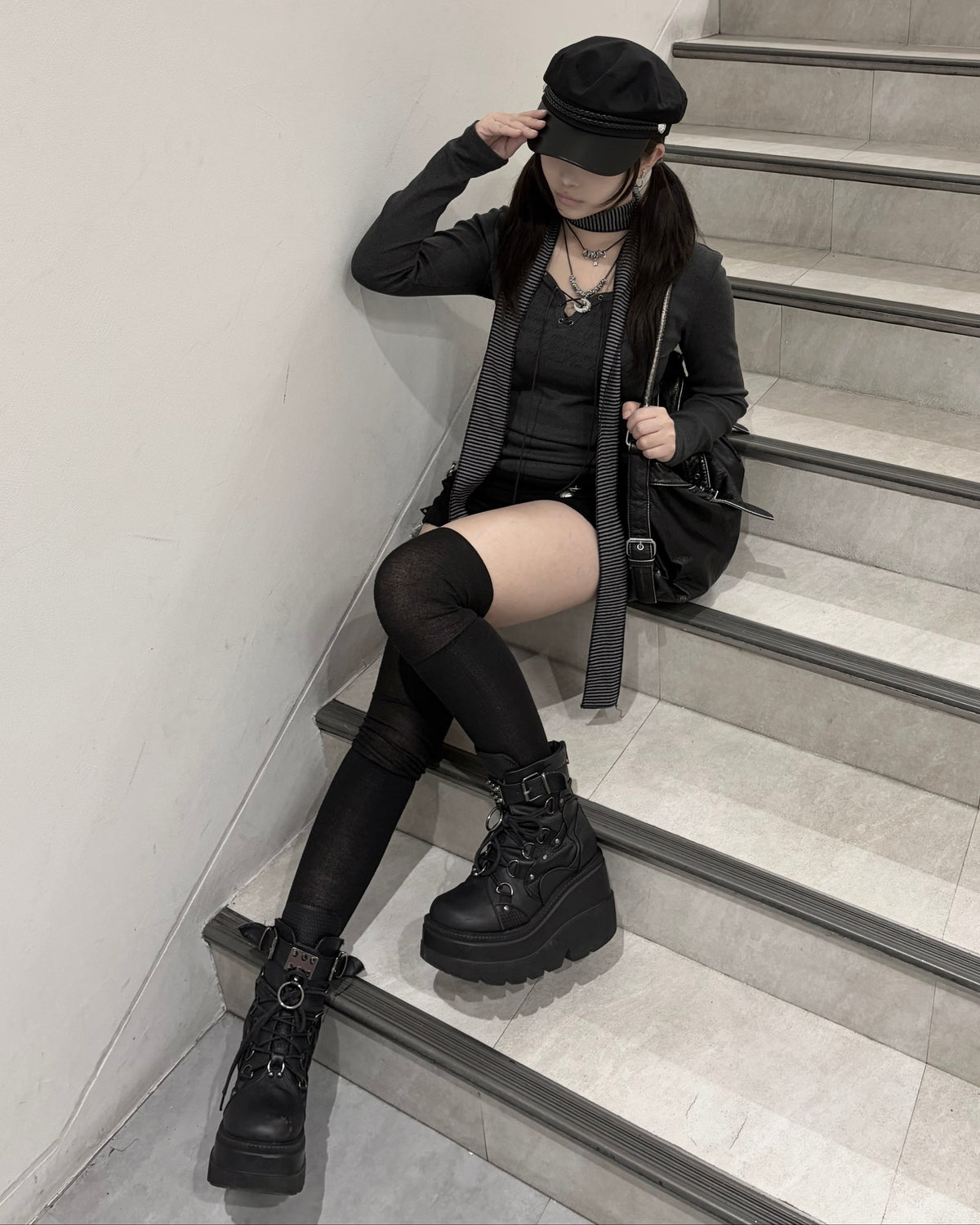 受注制【nmtc+】Lace Up Lettering Top (2color)