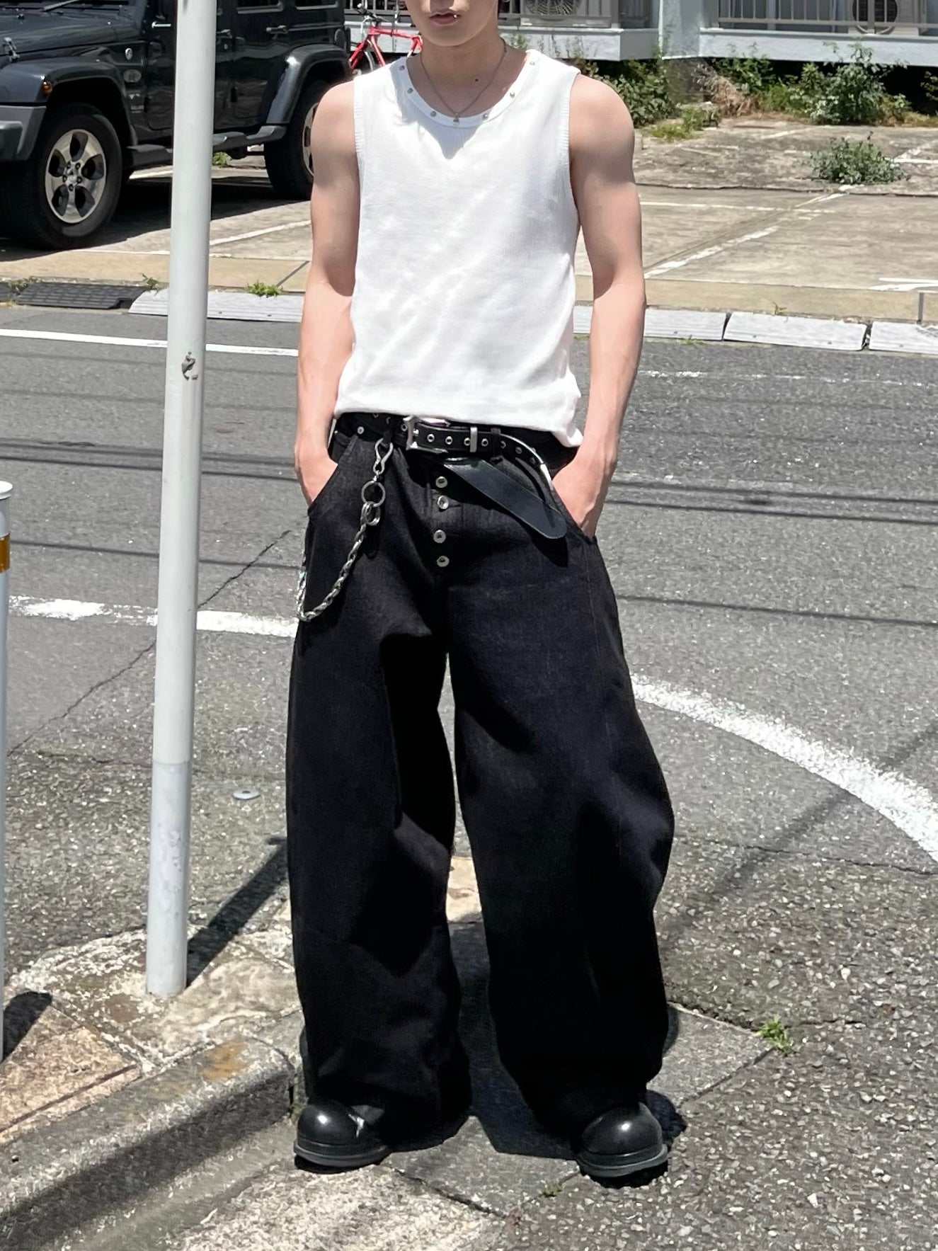 大阪店WEB限定受注制【Chikashitsu +】neck studs tank (3color)