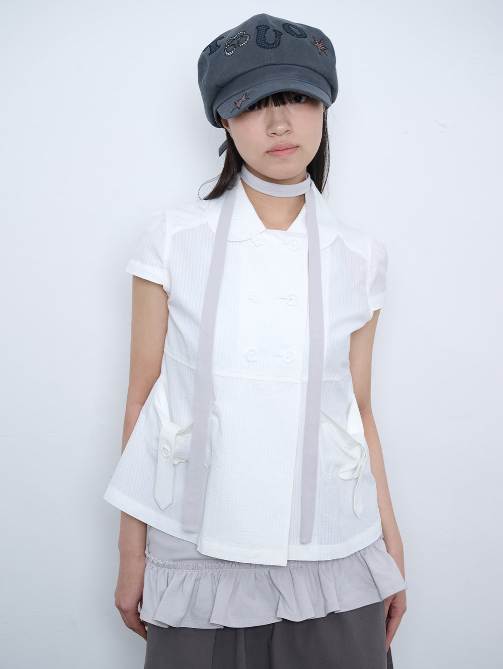 6/8 21:00発売【TUOMIO】ROUND COLLAR HALF JACKET