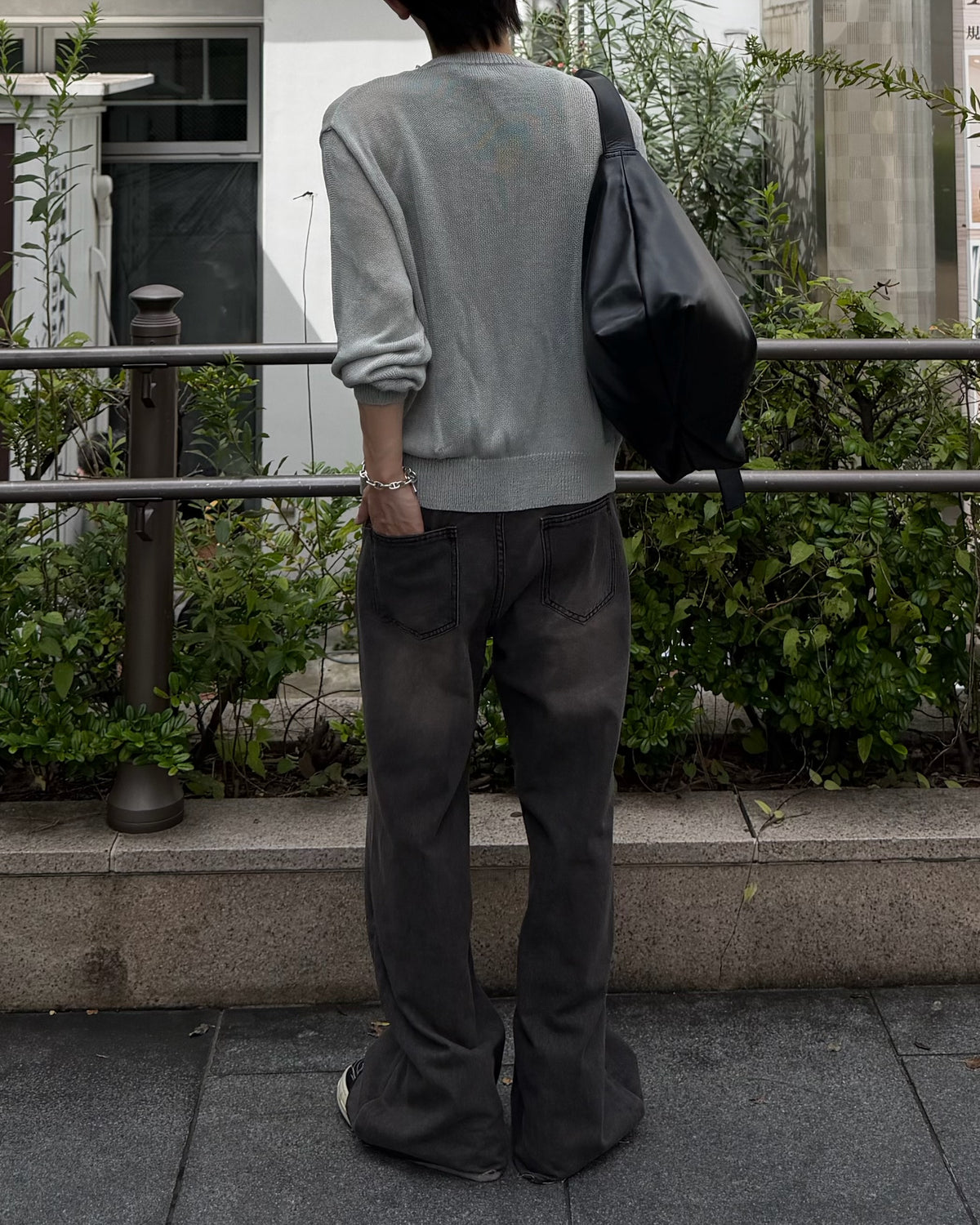 大阪店WEB限定受注制【Chikashitsu +】cutting bootcut denim pants (2color)