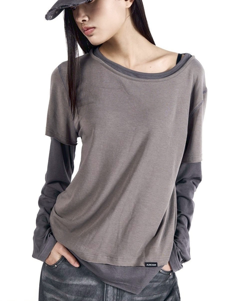 【AAKAM】Contrast Layered Long Sleeve