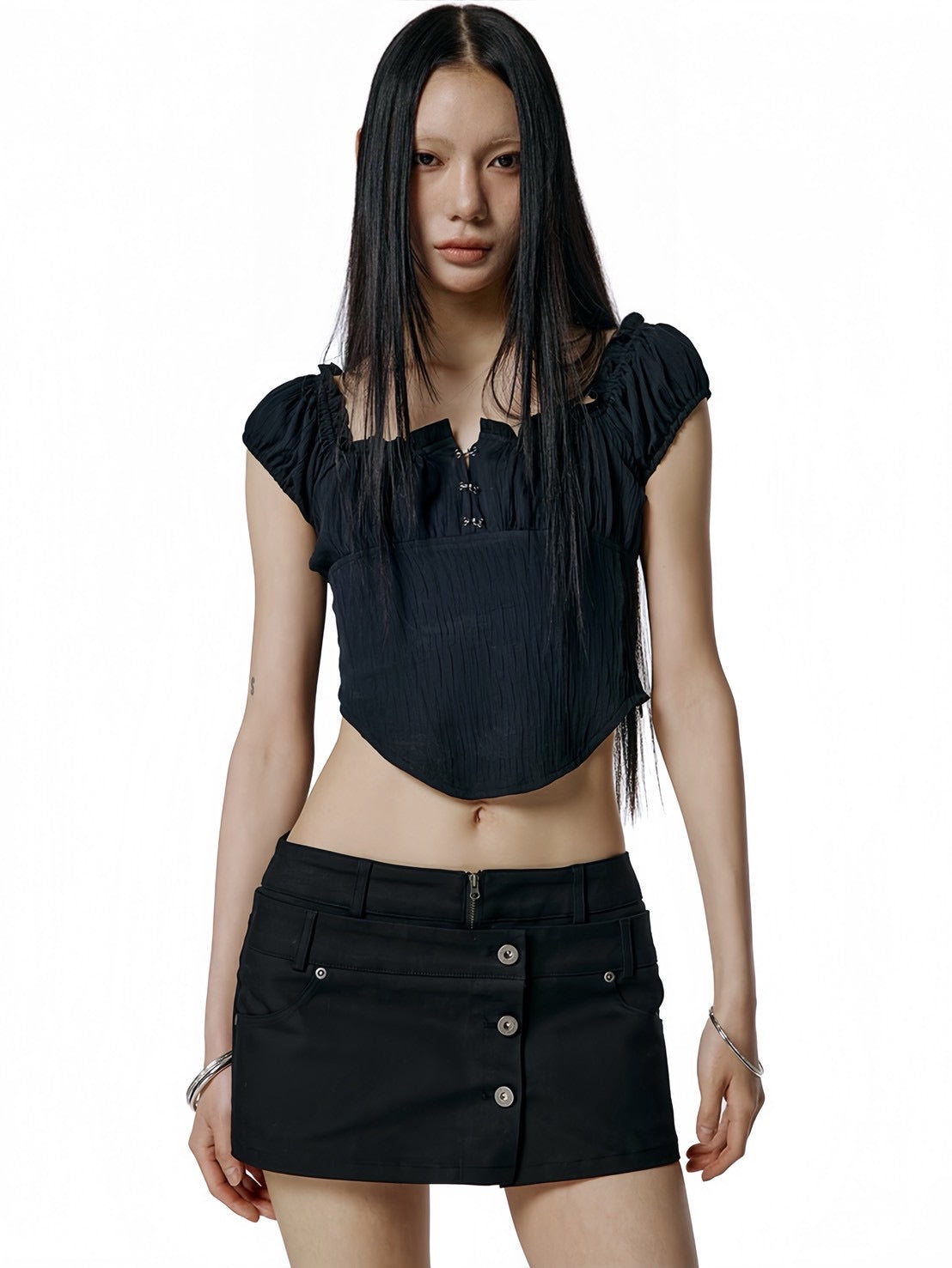 【ROCK CAKE】Curve Line Corset Blouse