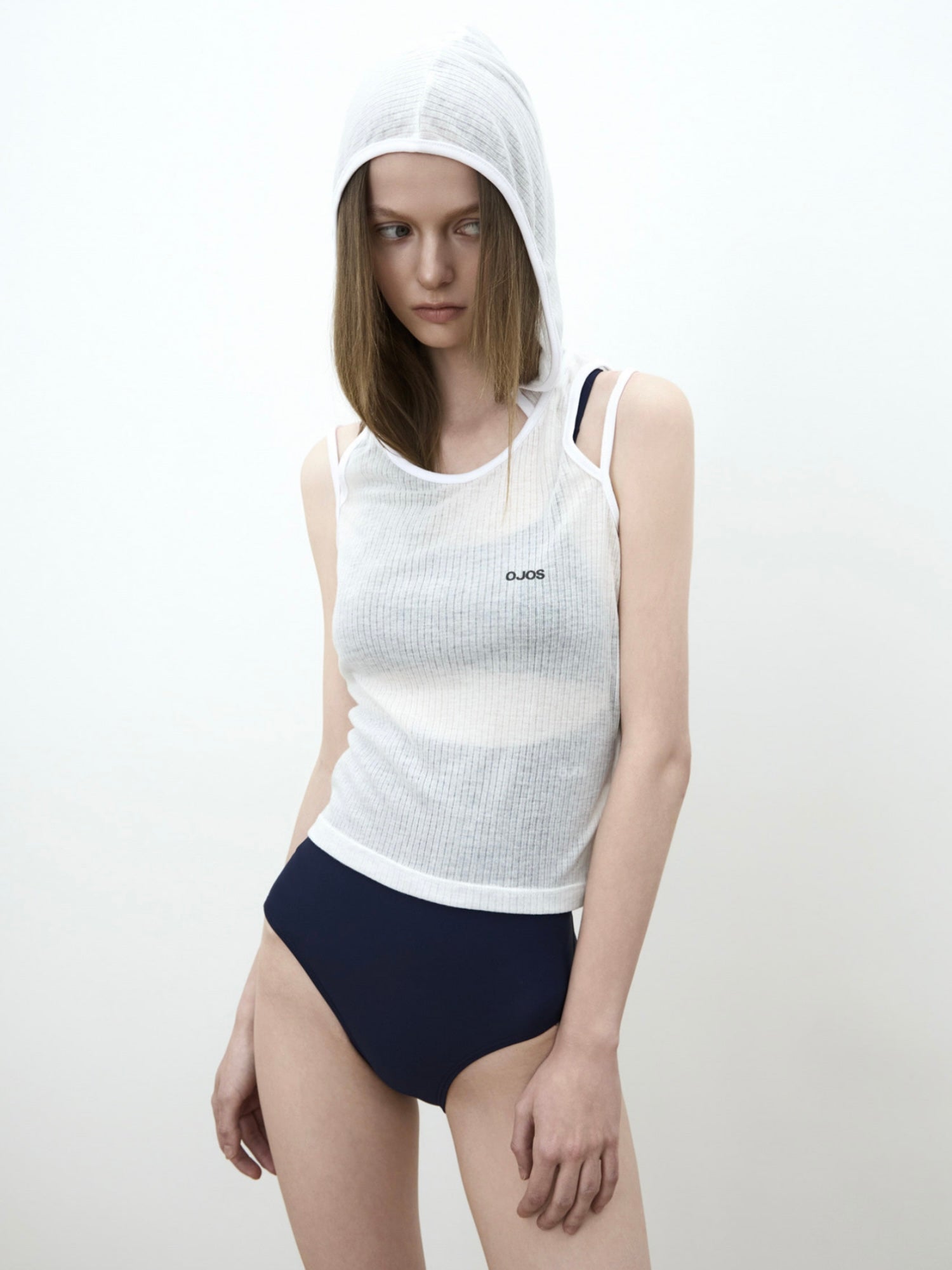 【OJOS】Rib Hood Sleeveless