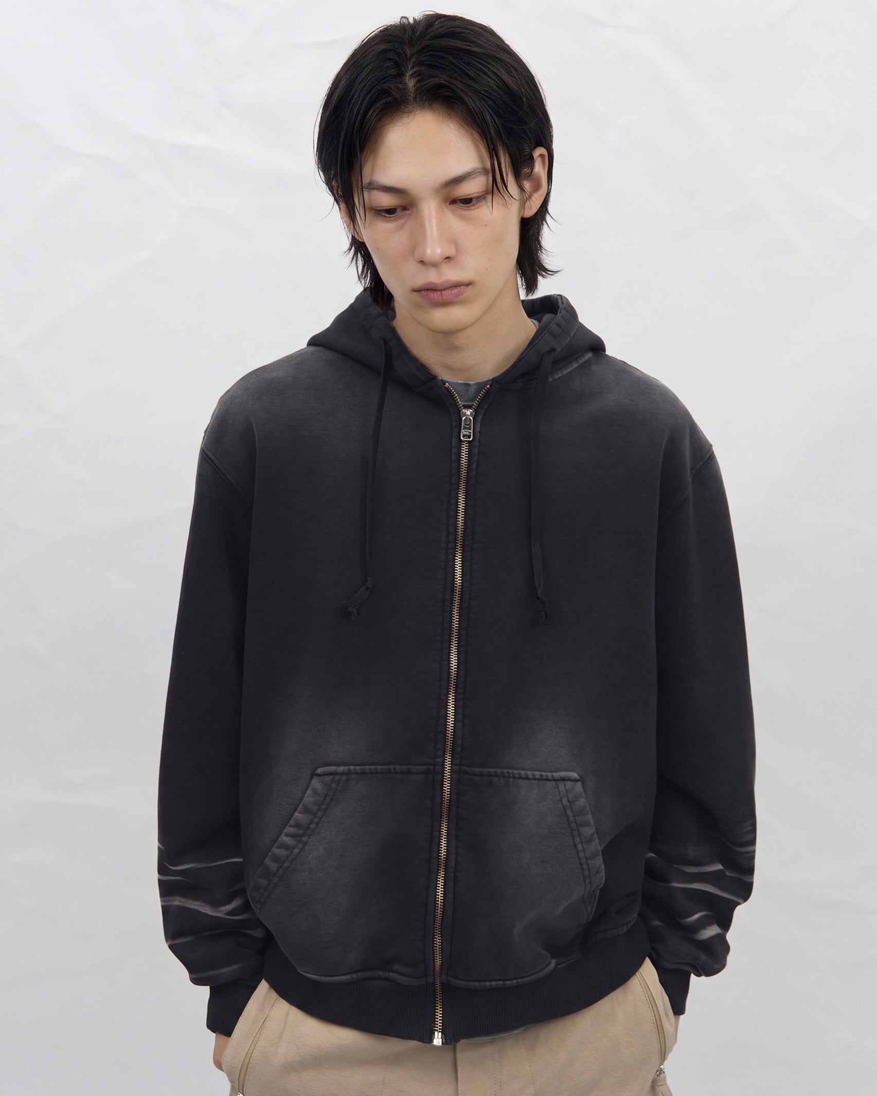【BLR BLUER】Faded Layer Hoodie Zip-Up Jacket