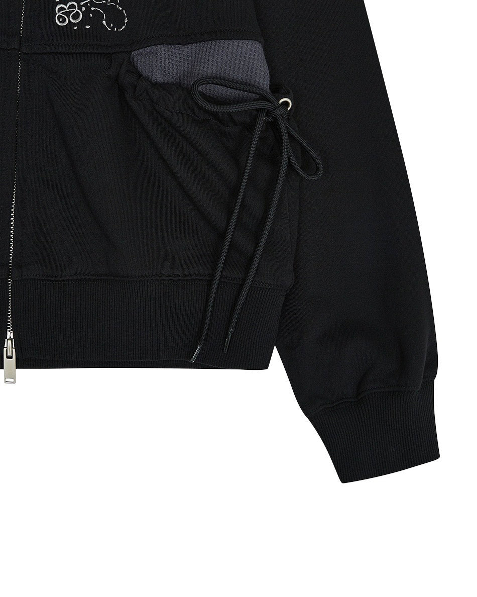 【TUOMIO】SHIRRING WAFFLE HOOD ZIP-UP