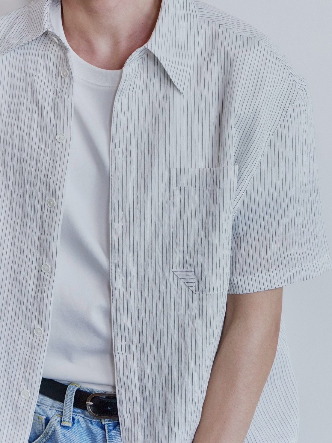 【Waviness】Sheer Origami Crop Half Shirts