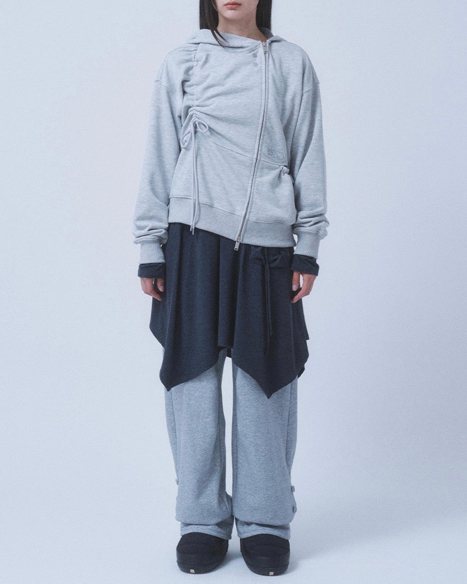 【TUOMIO】SHIRRING WAFFLE HOOD ZIP-UP