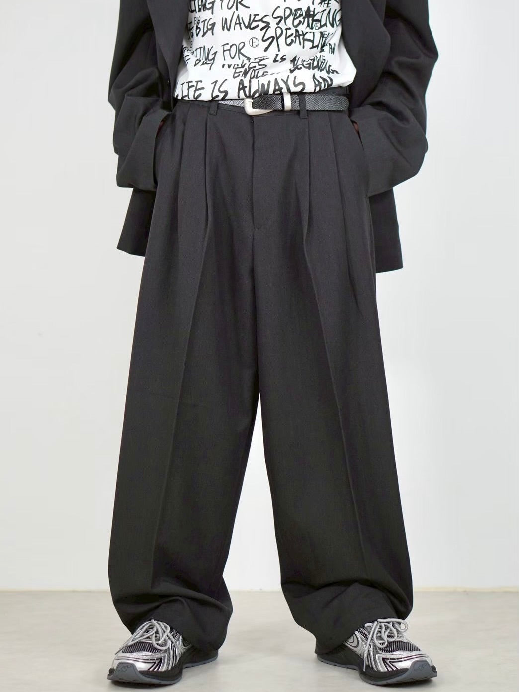 受注制【Chikashitsu +】easy semi wide slacks