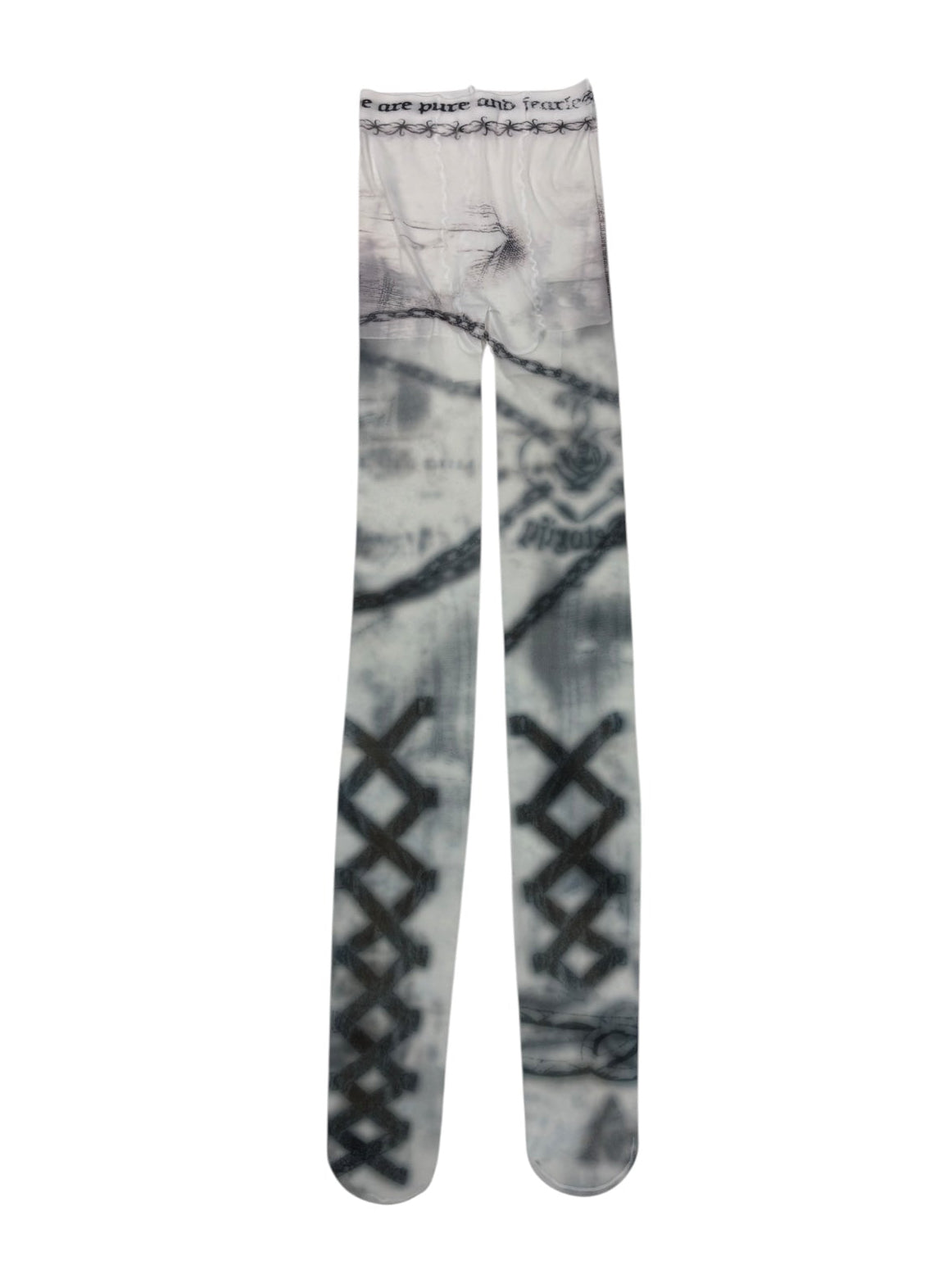 【Never mind the XU】gothic chain print tights