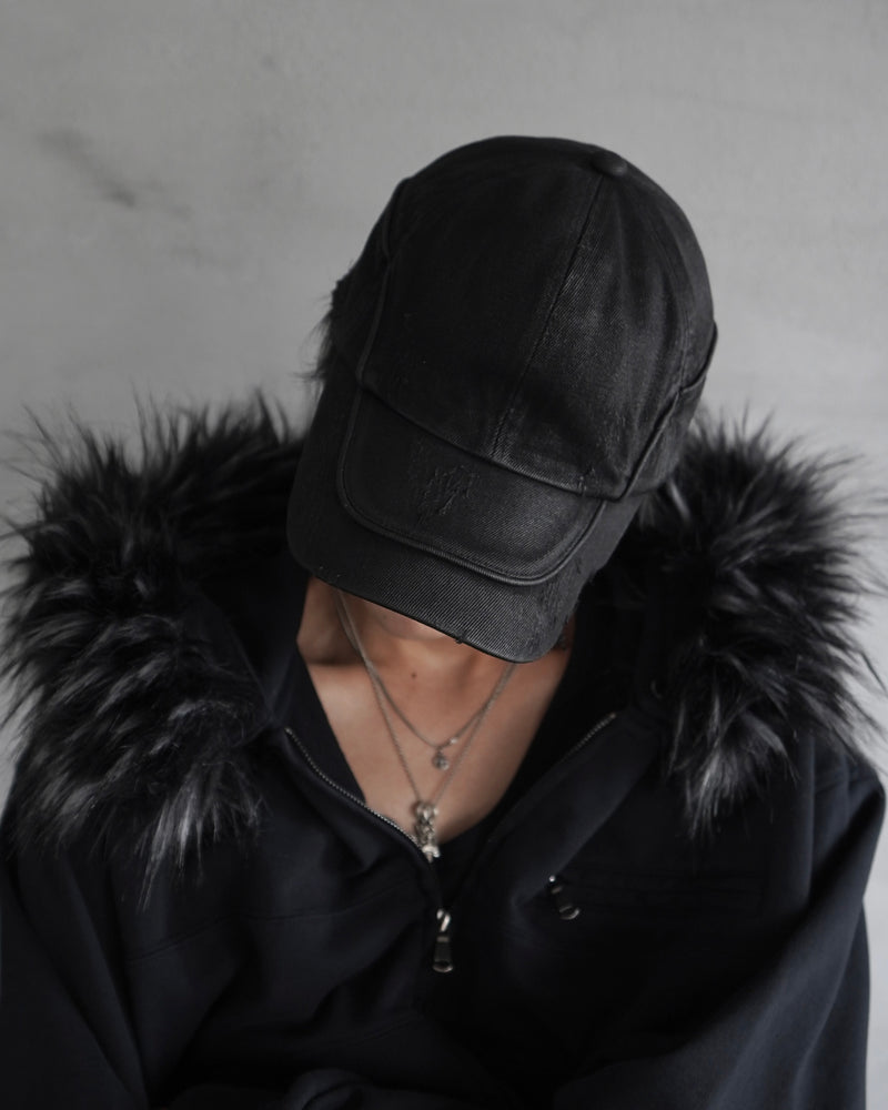 【CHIKASHITSU PLUS HIGH】Arch washed denim cap (coating)
