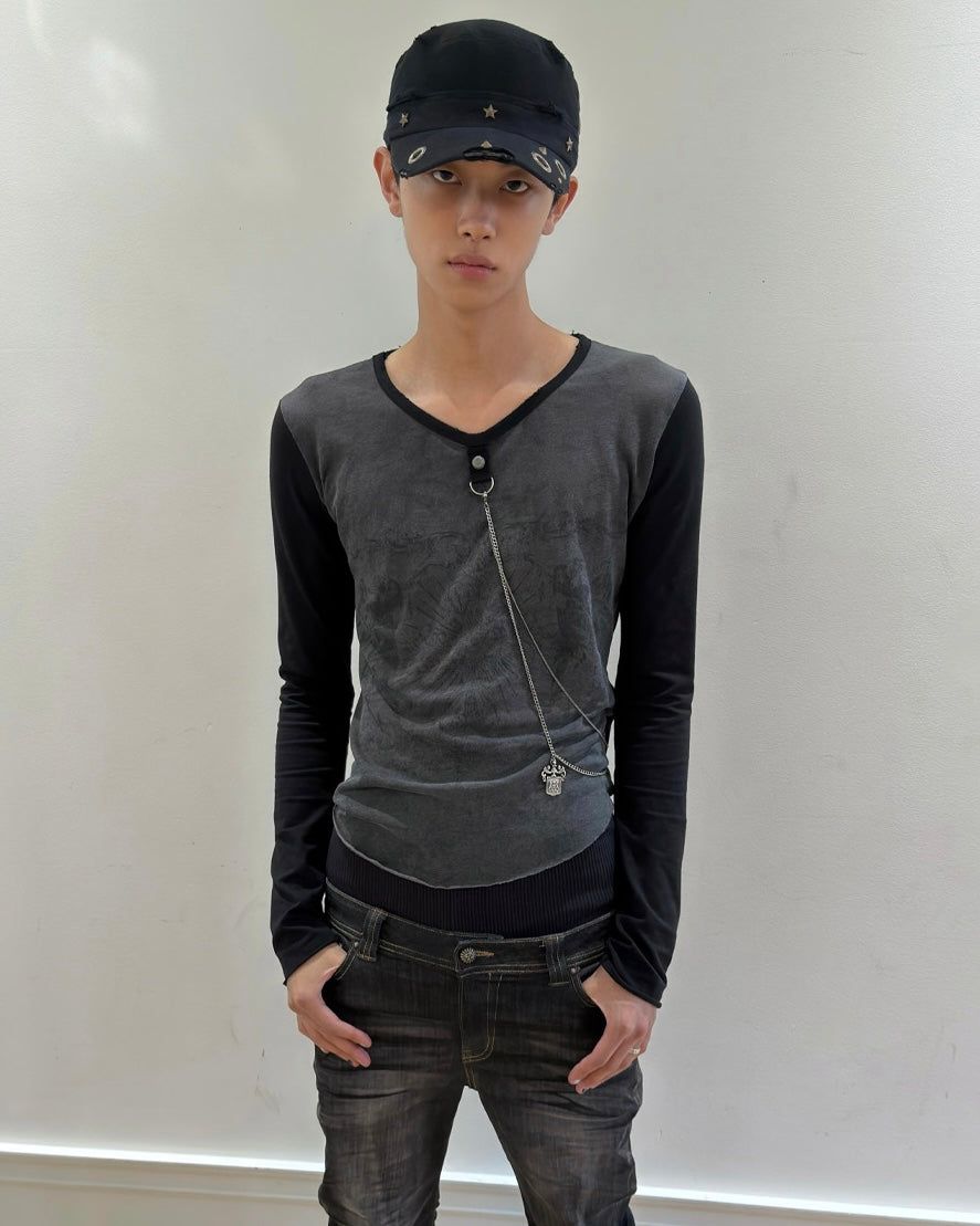 【LECYTO】Eyelet Distressed Patrol Cap