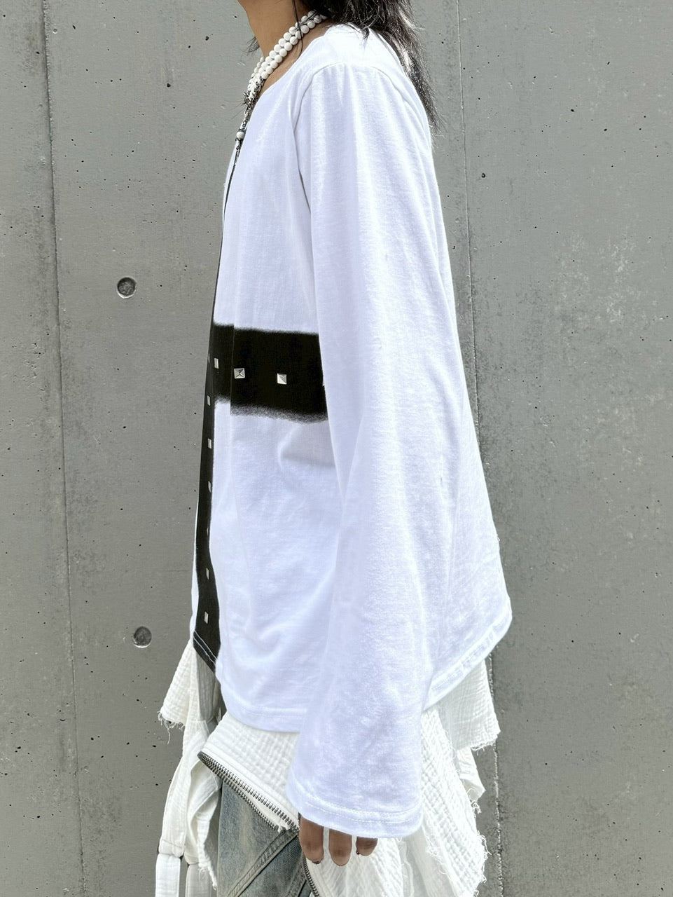 受注制【Never mind the XU】cross print long sleeve (2color)