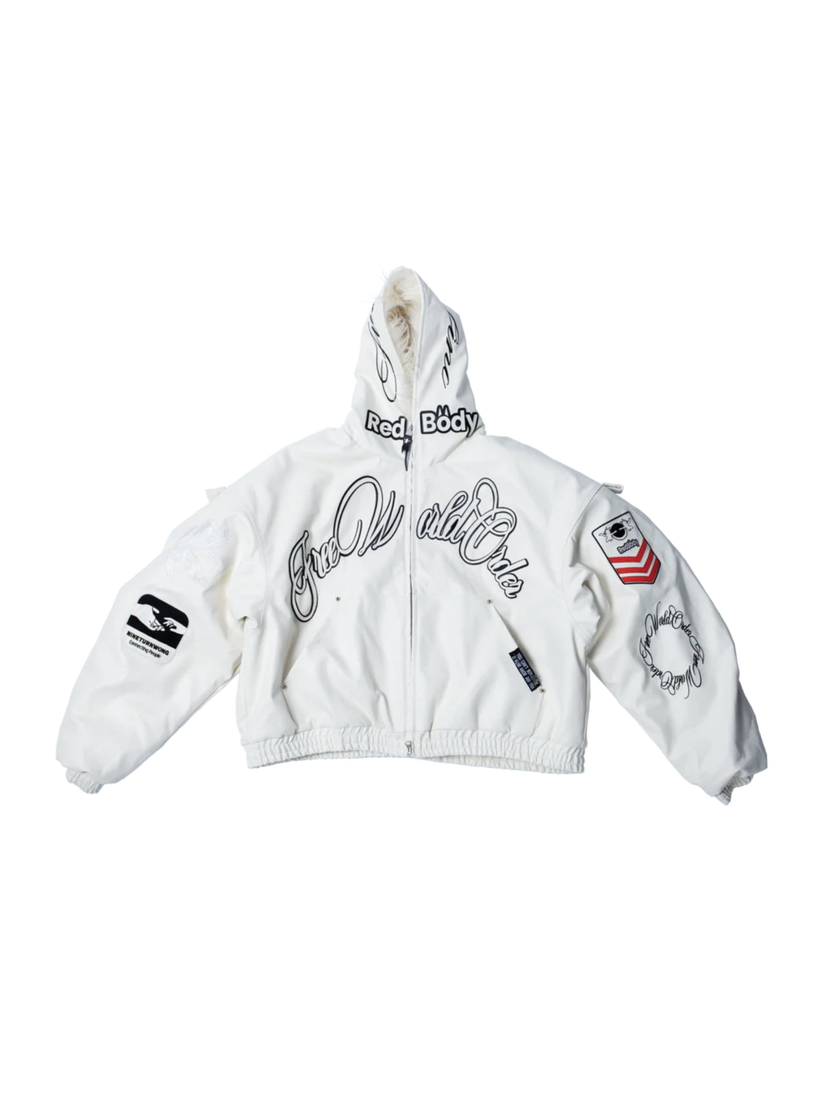 【F.V.V.O】Embroidered Hooded Bomber Jacket