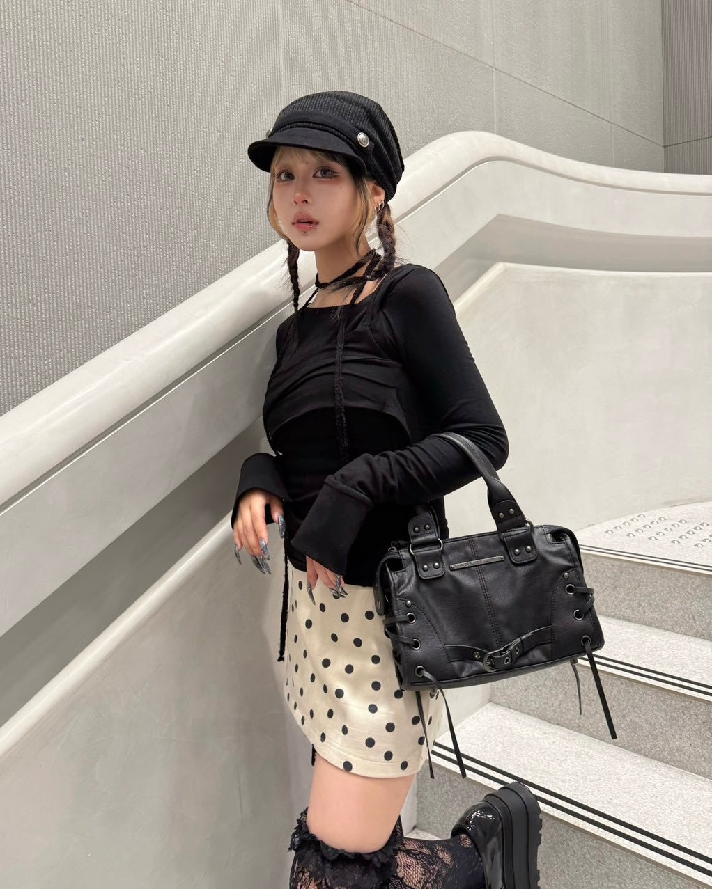大阪店 WEB限定 受注制【Never mind the XU】Dot Muse Mini Skirt