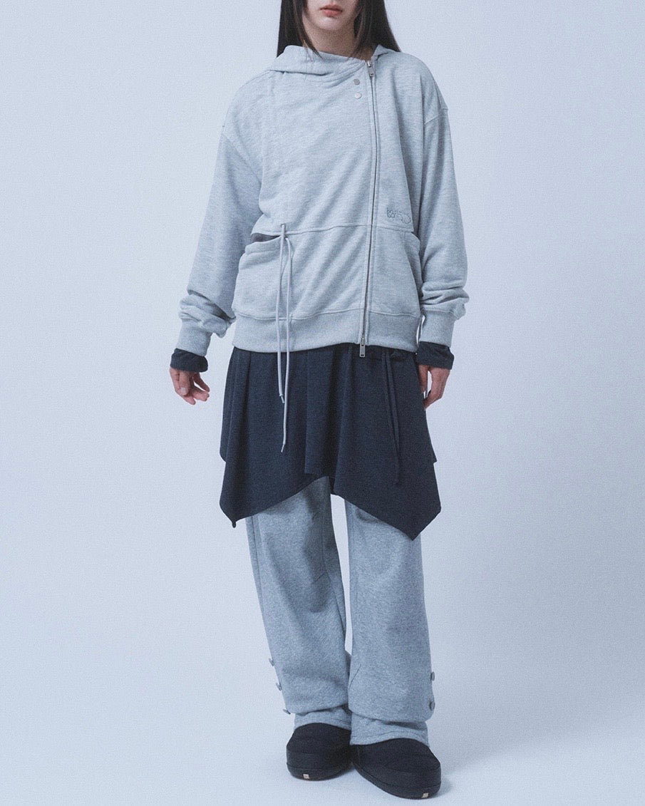 【TUOMIO】SHIRRING WAFFLE HOOD ZIP-UP