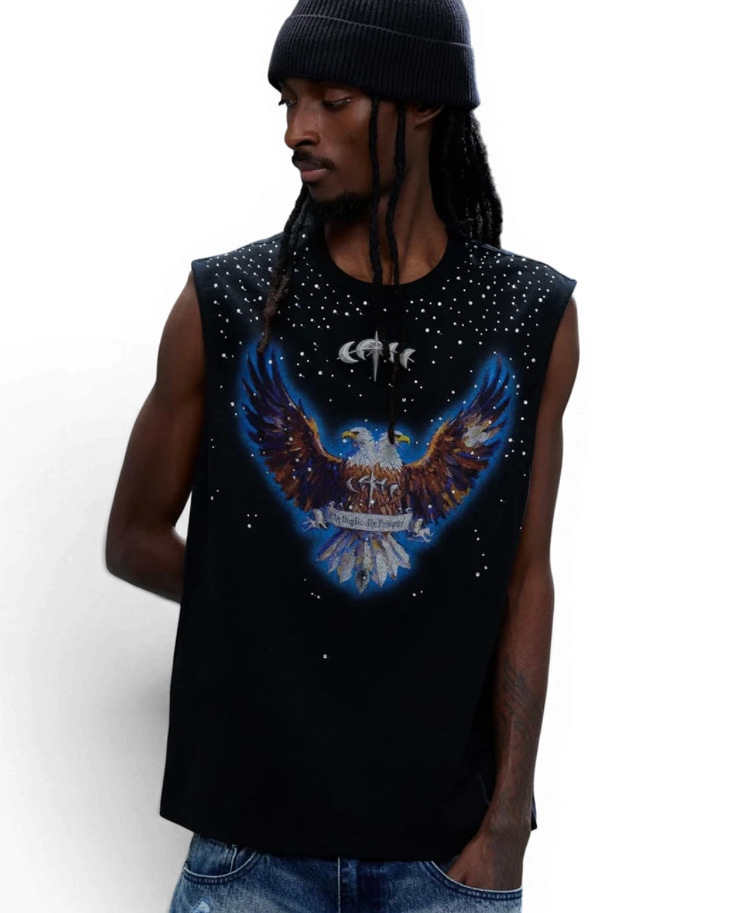 【The Boy Has No Patience】DOUBLE-HEADED EAGLE RHINESTONE VEST