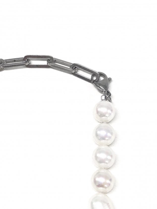 受注制【Never mind the XU】switch pearl chain necklace