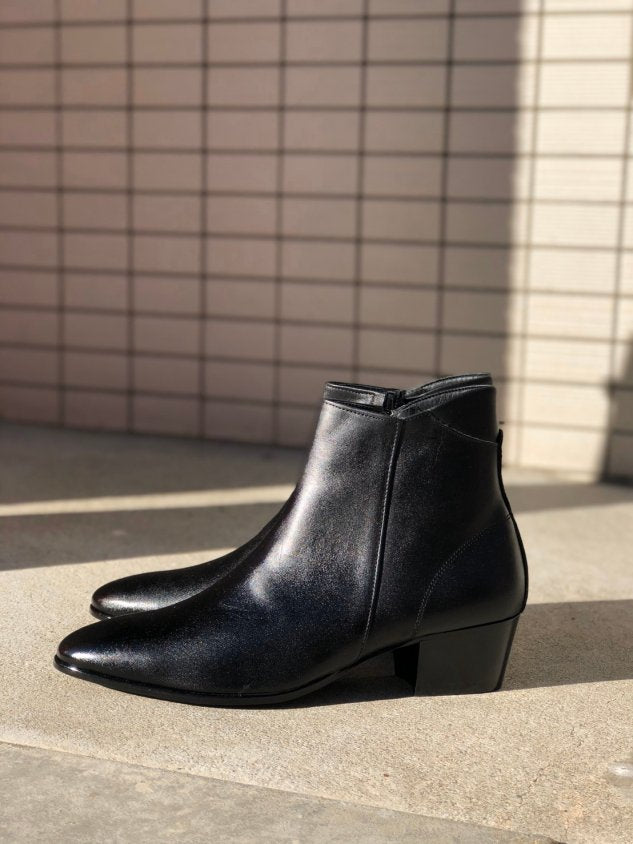 受注制【Chikashitsu +】leather heel boots