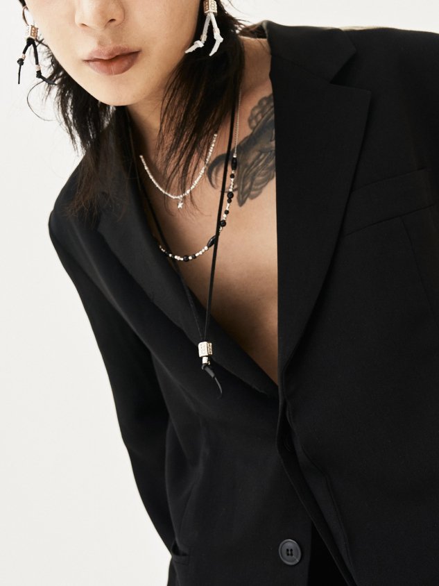 【BYBE RECORDS × BLACK PURPLE】Leather string choker