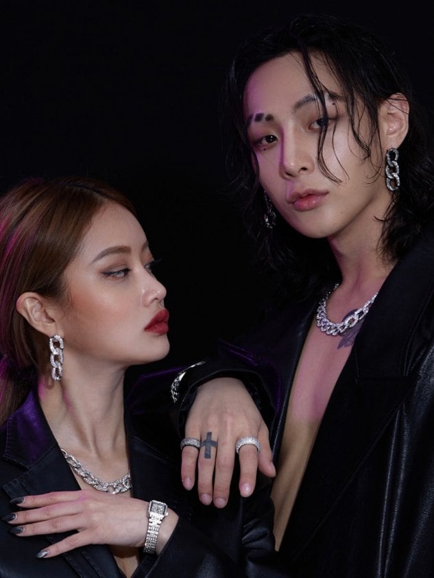 【BLACK PURPLE】PONDELL CUBIC CHAIN PIERCE