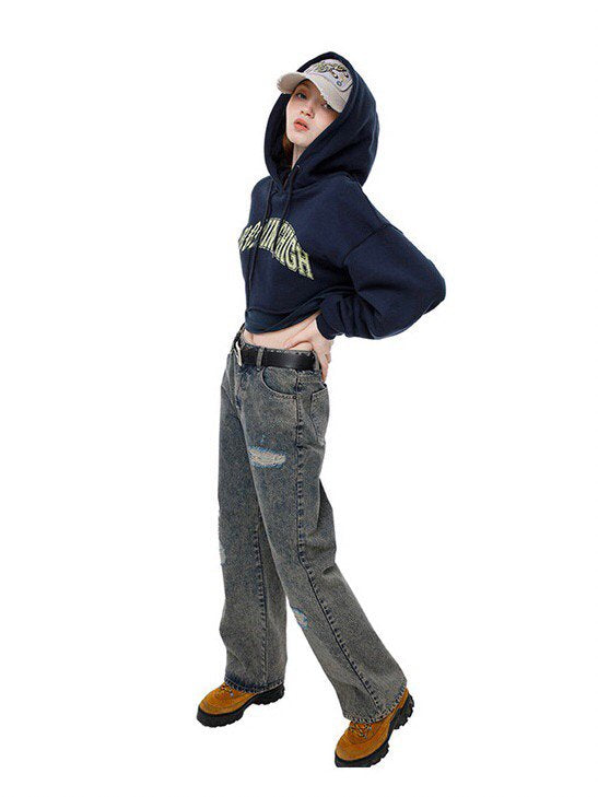 【running high】ARCH LOGO LAYERED CROP HOODIE