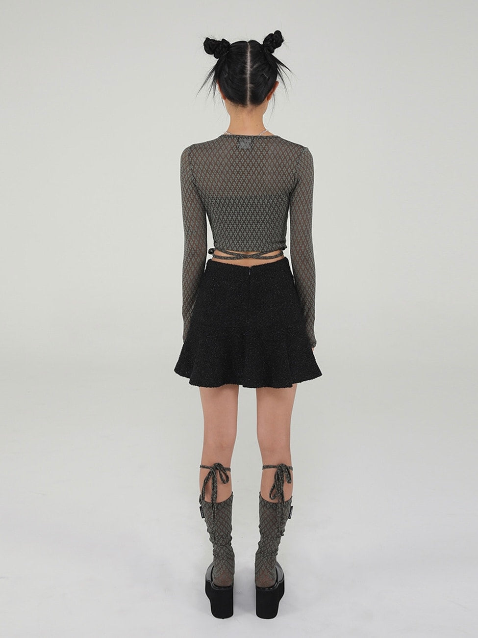 12/21 20:00 再販【Uglyshadow】LACE LONG SOCKS (5color)