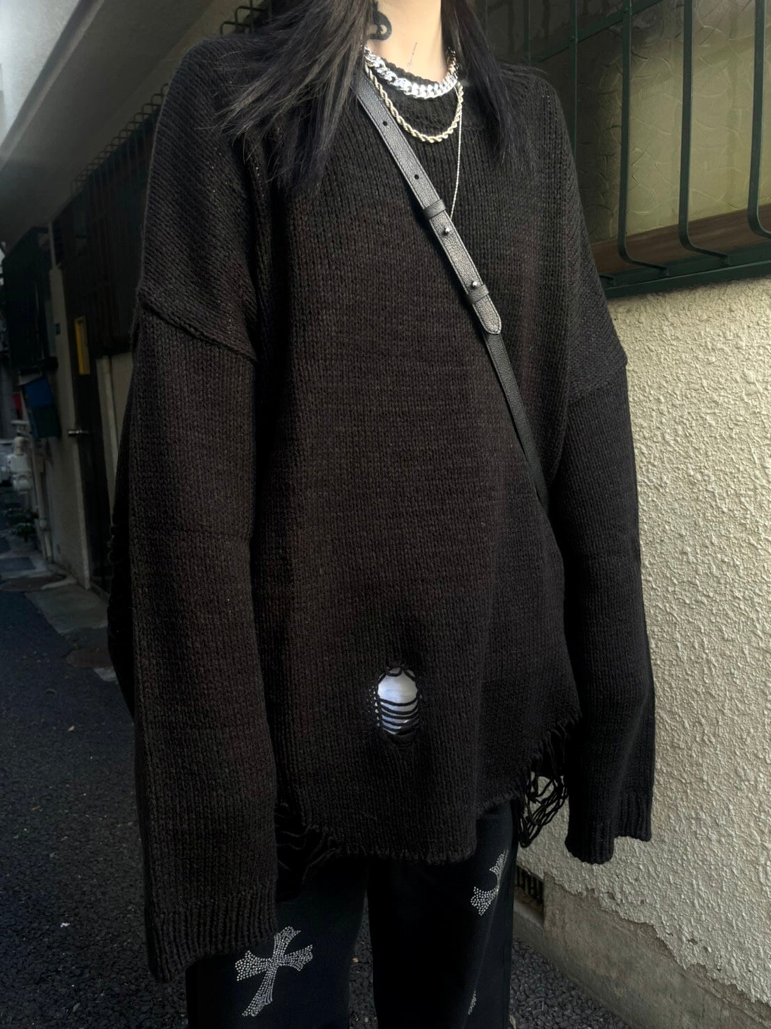 受注制【Never mind the XU】damage knit (2color)