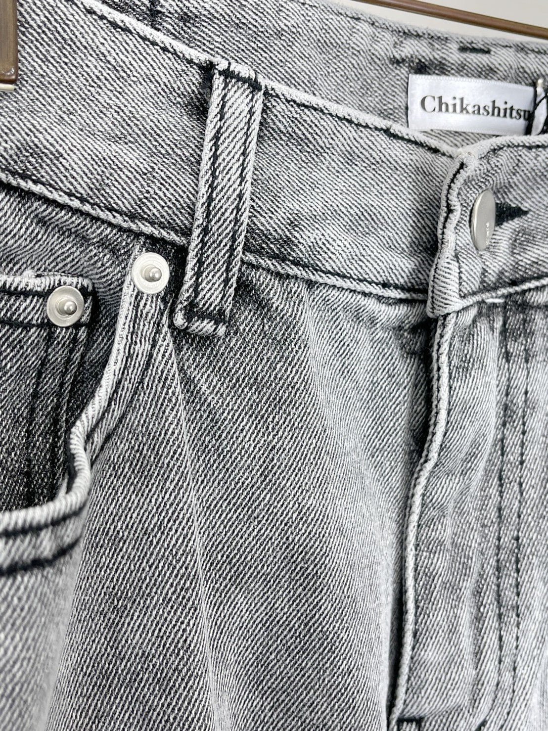 受注制【Chikashitsu +】semi wide denim pants