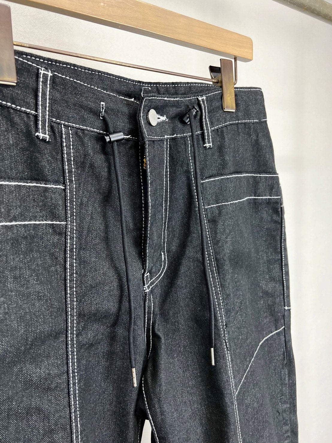受注制【Chikashitsu +】set up stitch denim easy pants