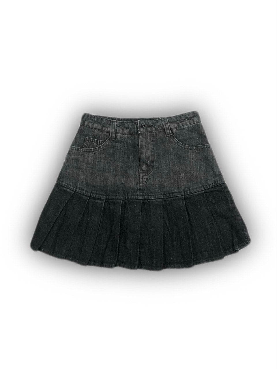 受注制【Never mind the XU】heart pocket pleats denim skirt (2color)