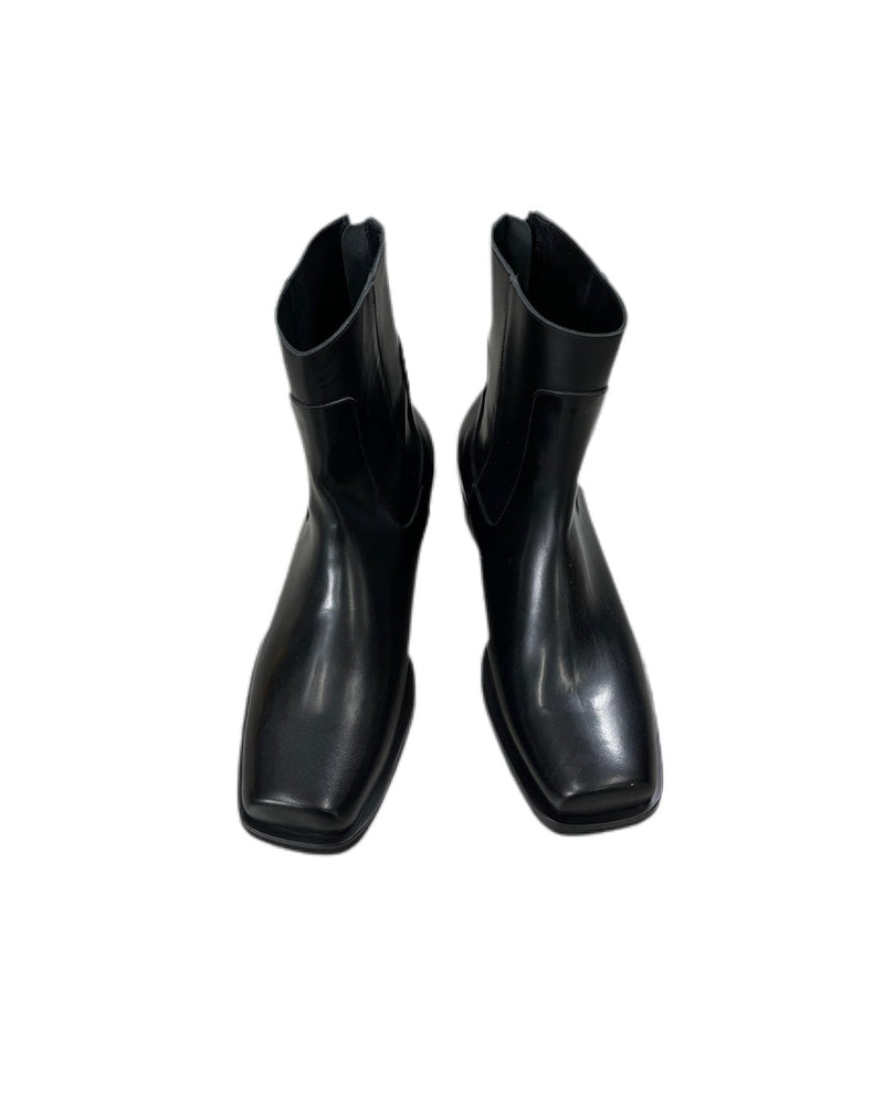 受注制【Chikashitsu +】square toe heel boots (2color)