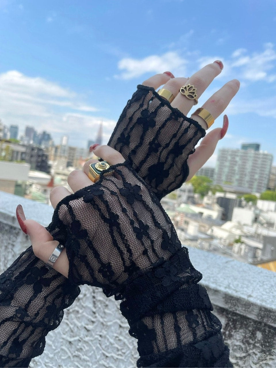 受注制【Never mind the XU】lace arm warmer