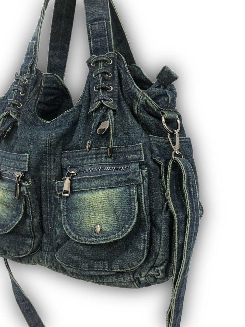 国際配送【Never mind the XU】2way denim bag (2color) / 【ネバーマインドザエックスユー】ツーウェイデニムショルダーバッグハンドバッグ