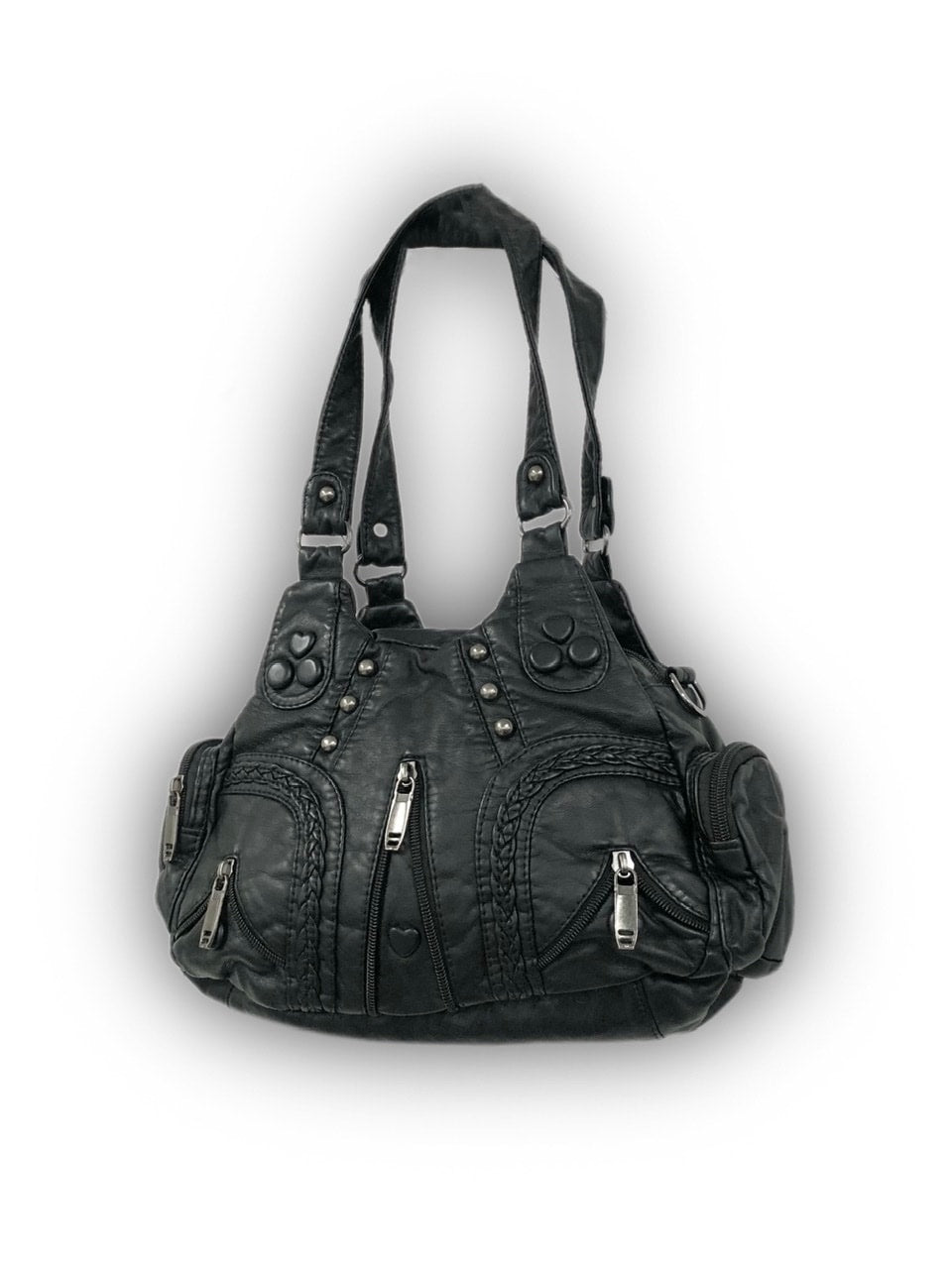 受注制【Never mind the XU】vintage leather bag / 【ネバーマインド ザ エックスユー】ハートヴィンテージレザーバッグミニハンドバッグショルダーバッグ