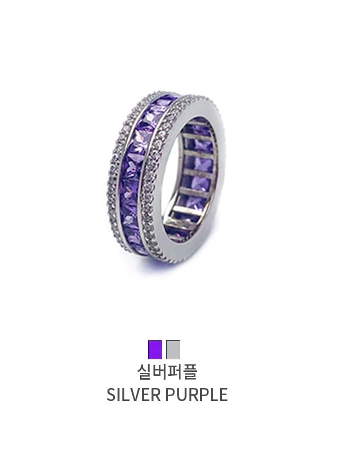 【BLACK PURPLE】AAA DIA CRYSTAL 3-LINE RING