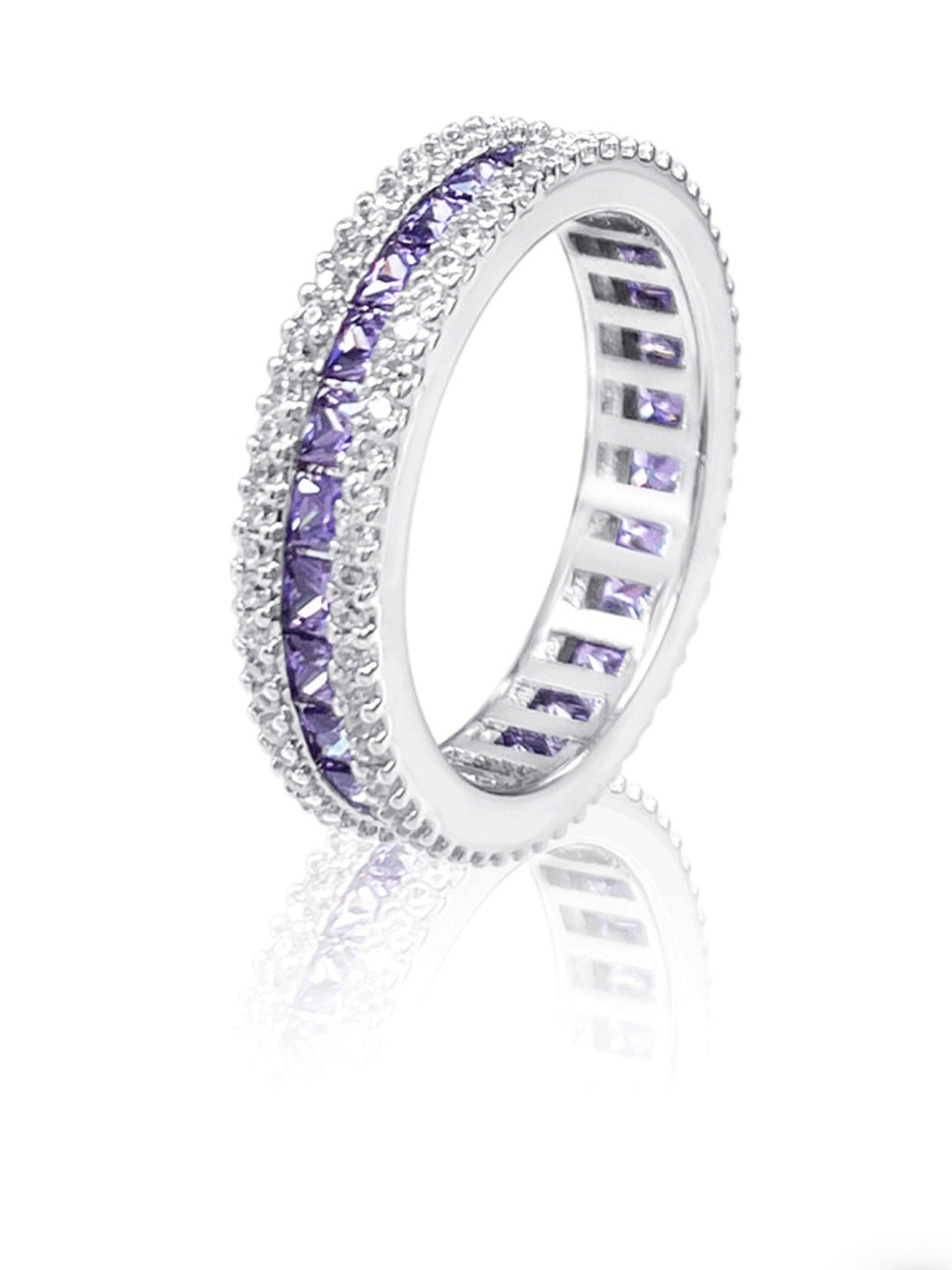 【BLACK PURPLE】AAA DIA CRYSTAL 3-LINE RING (MINI)