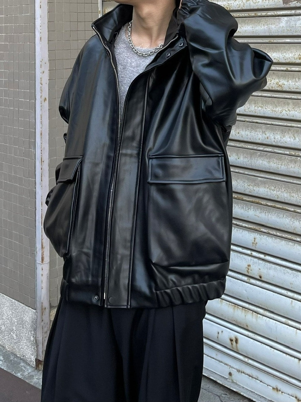 受注制【Chikashitsu +】leather bomber jacket