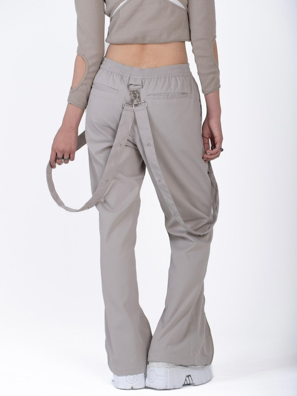 【Bizarre Maiden】strap zipper flared pants (2color)