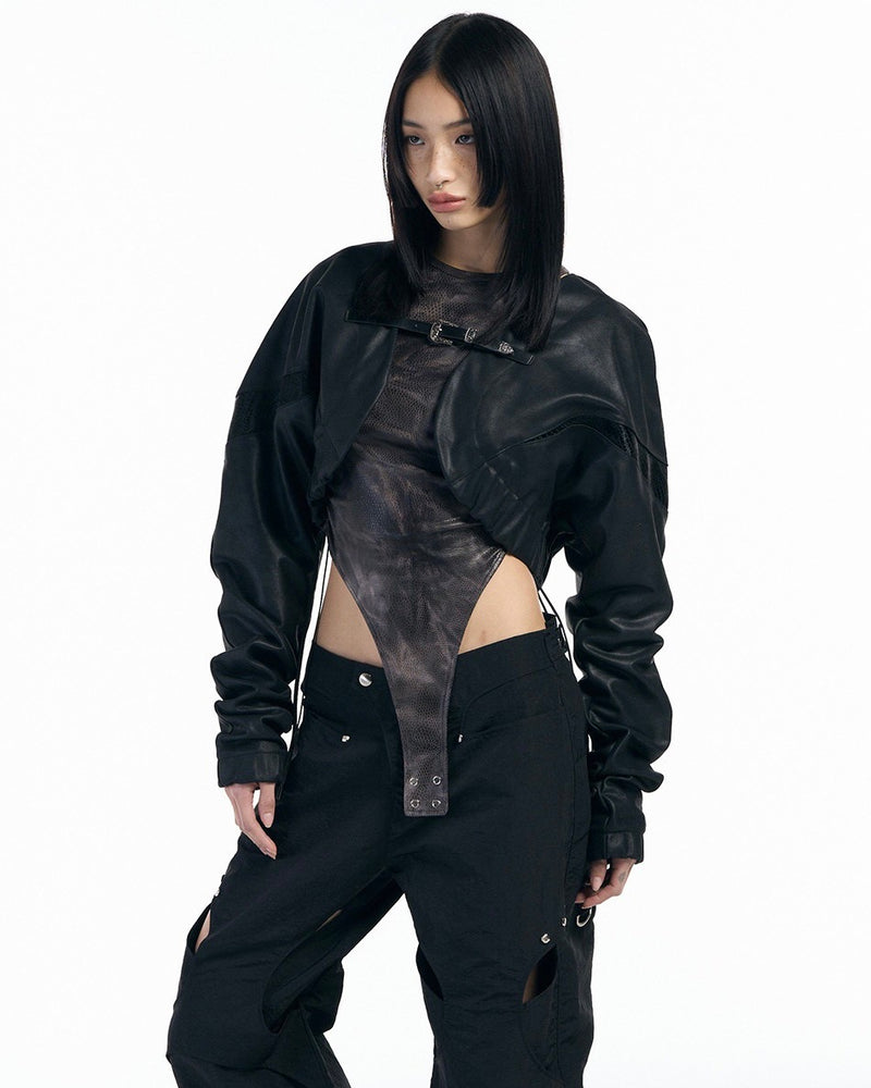 【SETUP‐EXE】Matte Leather bolero buckle Jacket