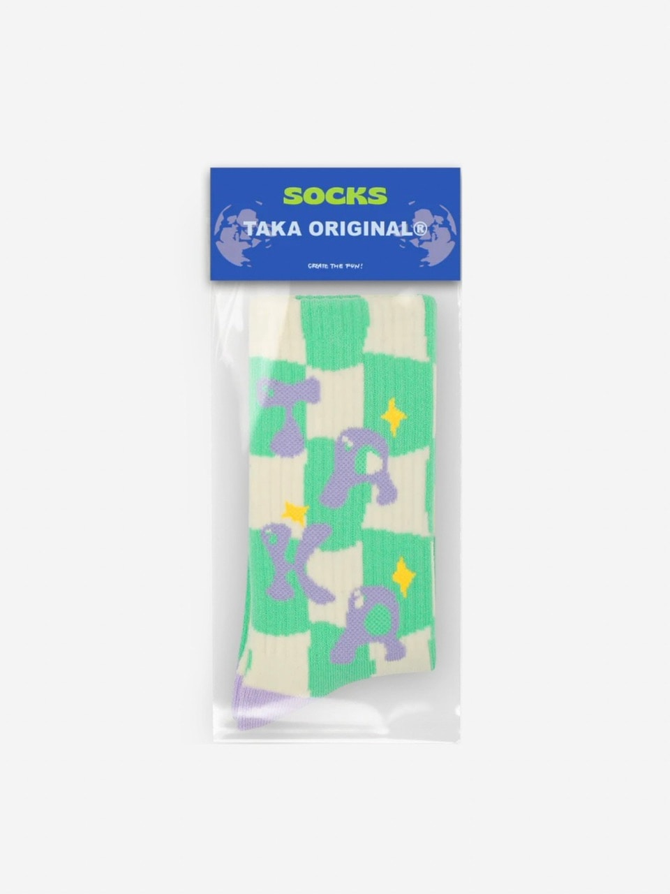 【TAKA ORIGINAL】logo checkerboard crew socks