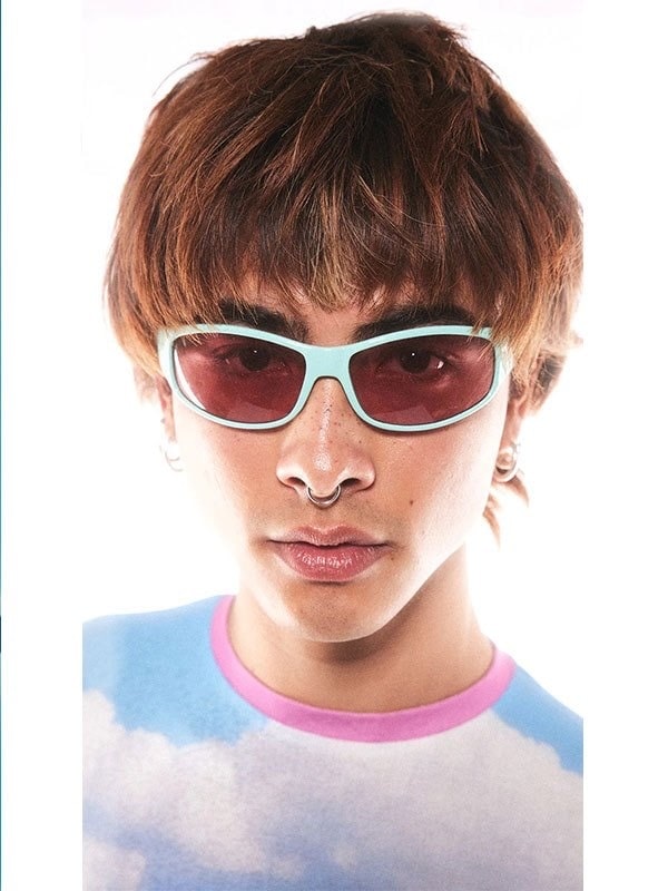 【Basic Pleasure Mode】WRAP SUNGLASSES WITH BERRY PINK LENS