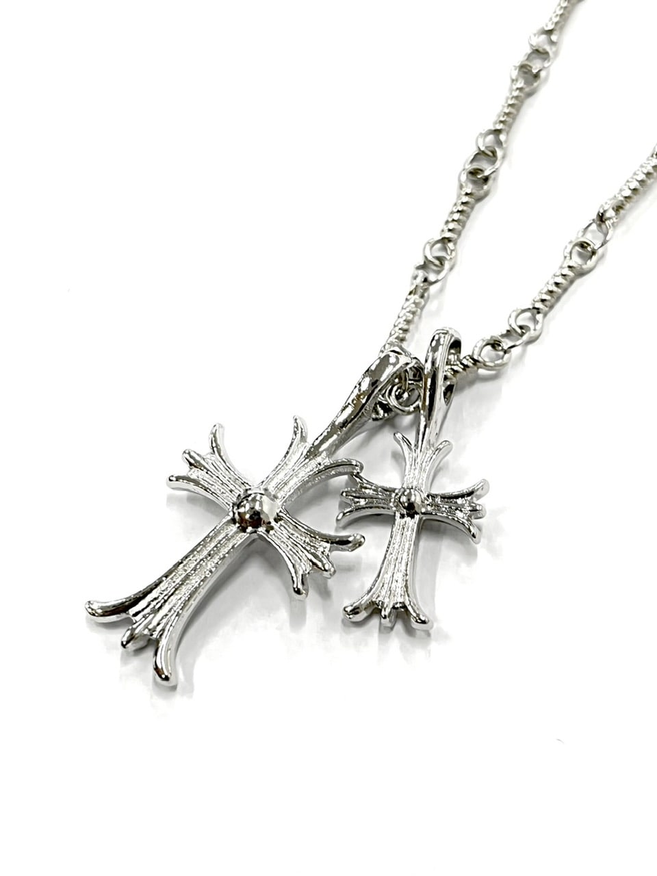 受注制【Never mind the XU】double cross necklace / 【ネバーマインドザエックスユー】ダブルクロスネックレスシルバーネックレス