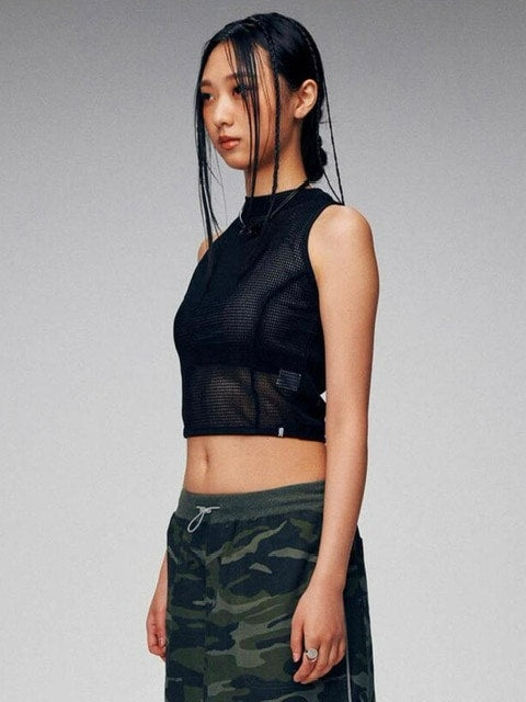【runningHIGH】KNIT MESH SLEEVELESS TOP
