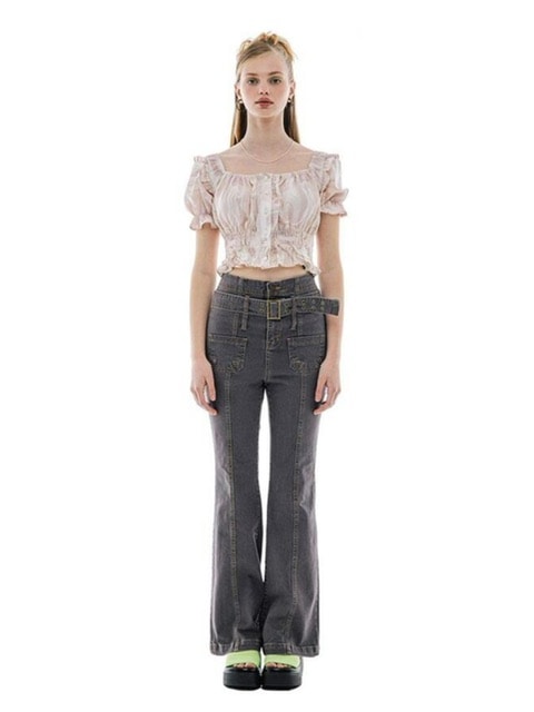 【runningHIGH】PUFF SLEEVE CROP BLOUSE