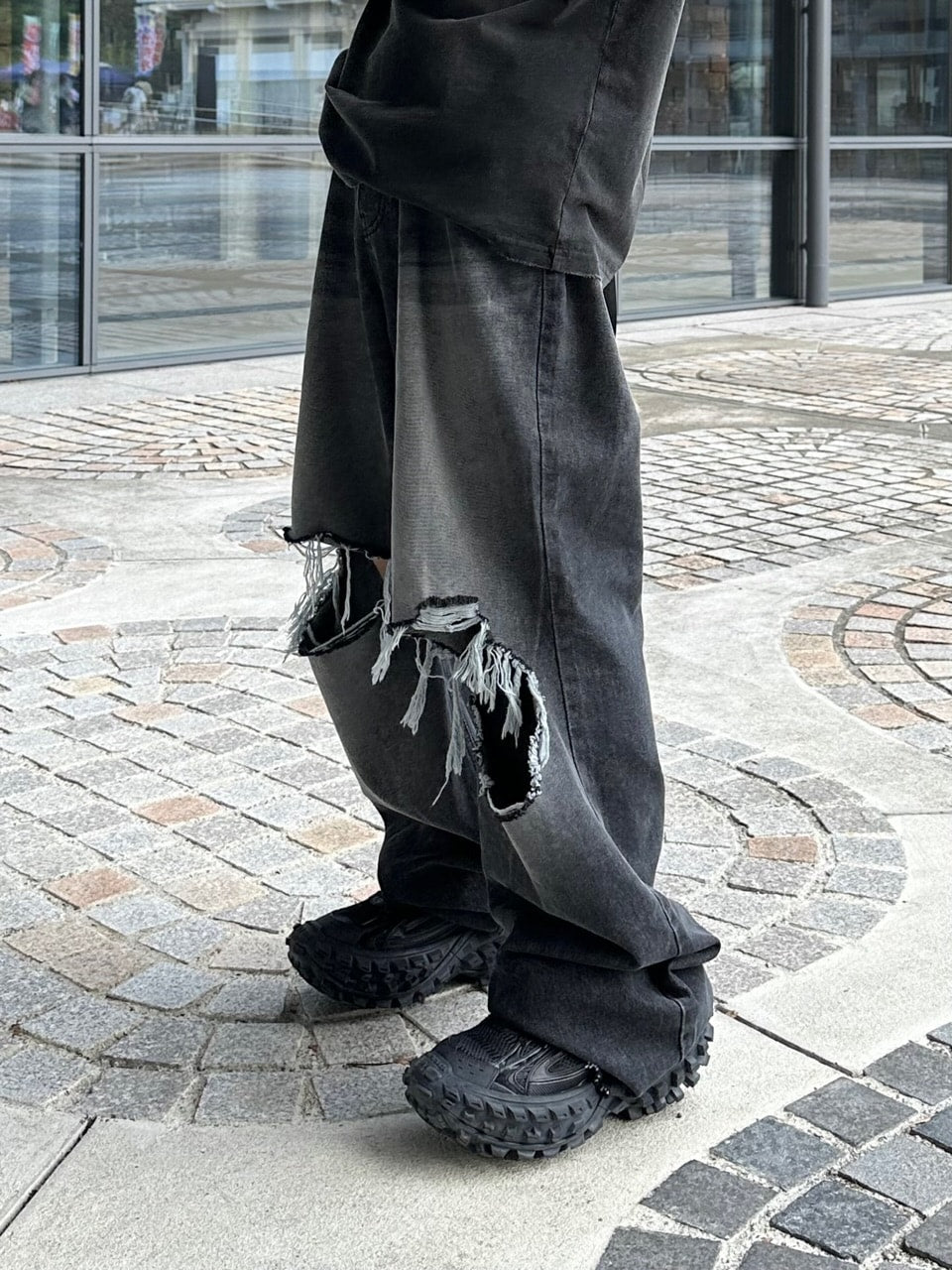 大阪店WEB限定【Chikashitsu +】vintage crash denim pants (2color)