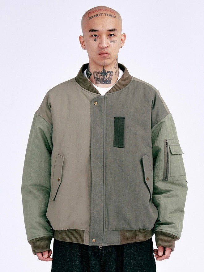 【AJOBYAJO】Fourfold Nylon Mixed Bomber Jacket