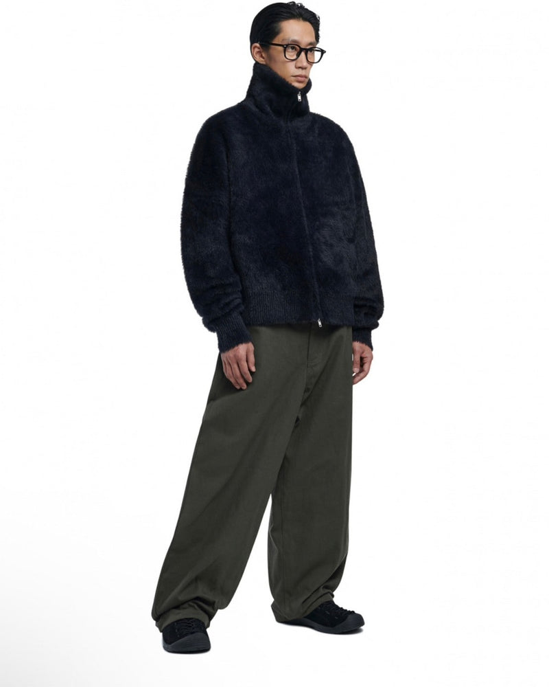 【NOMANUAL】HIGH NECK HAIRY KNIT ZIP-UP